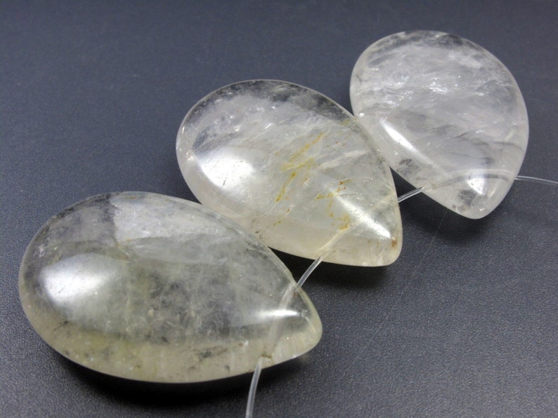 30mm Green Quartz Drop Shape 3 Pcs YG3164