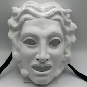 maschera bianca di Medusa - maschera di cartapesta bianca - maschera della mitologia greca e maschera della commedia dell'arte