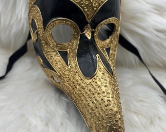 Handmade Paper Mache Plague Doctor Mask: Venetian Masquerade Mask