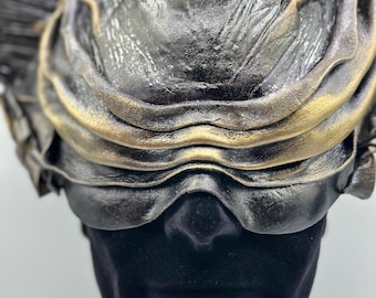 Máscara de Némesis de cuero negro hecha a mano: disfraz de diosa griega