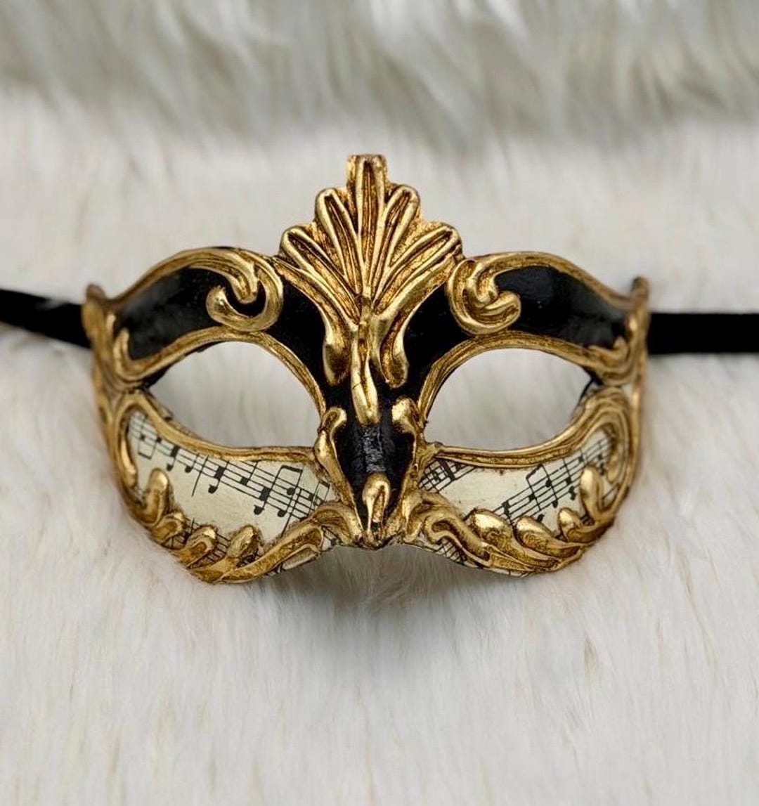 Musical Notes Mask Venetian Mask Music Notes – Gold Black Masquerade Mask - Etsy