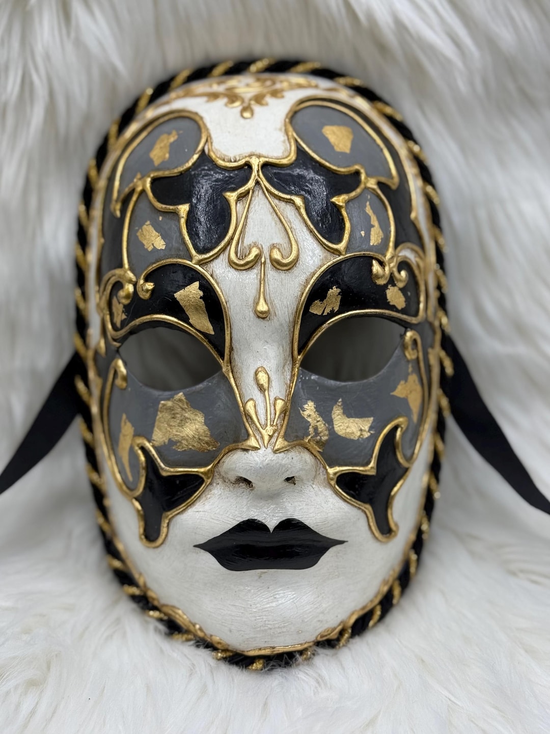 Elegant Venetian Mask Female With Gold Details - Etsy