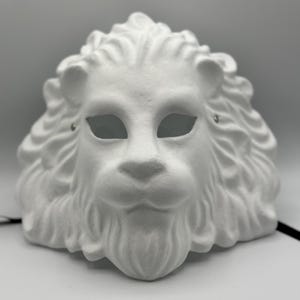maschera leone bianco - maschera cartapesta bianca - maschera animale bianca - decorazione maak
