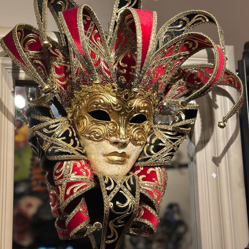Black and Gold Jester Mask - Etsy UK