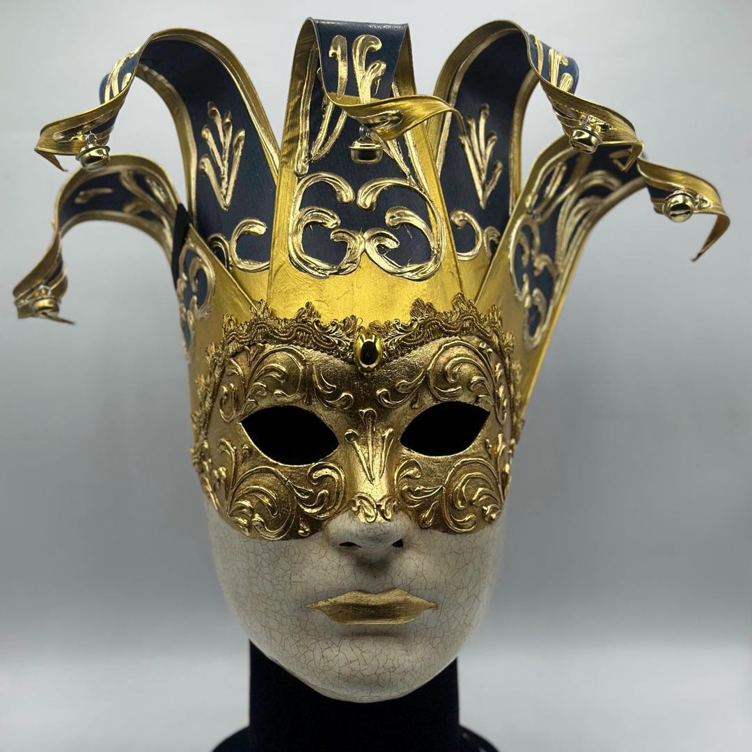 Venetian Mask in Regal Blue and Gold With Chiming Bells - Etsy