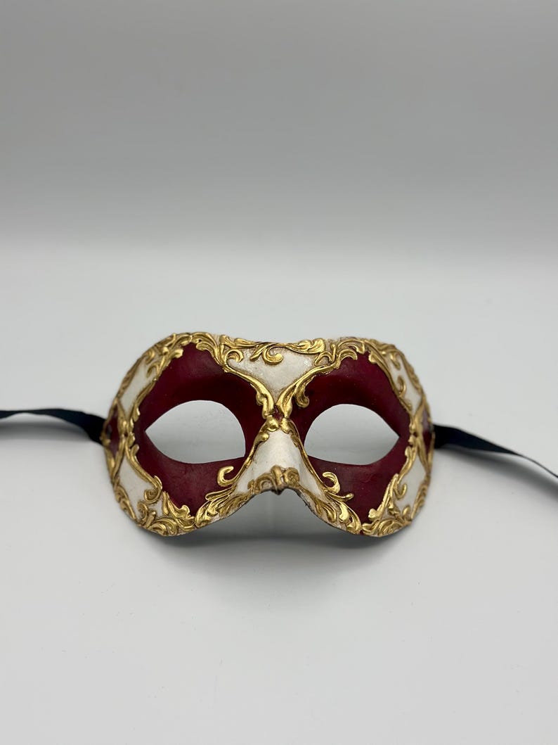 Red, White and Gold Baroque Venetian Mask: Masquerade Carnival Mask - Etsy