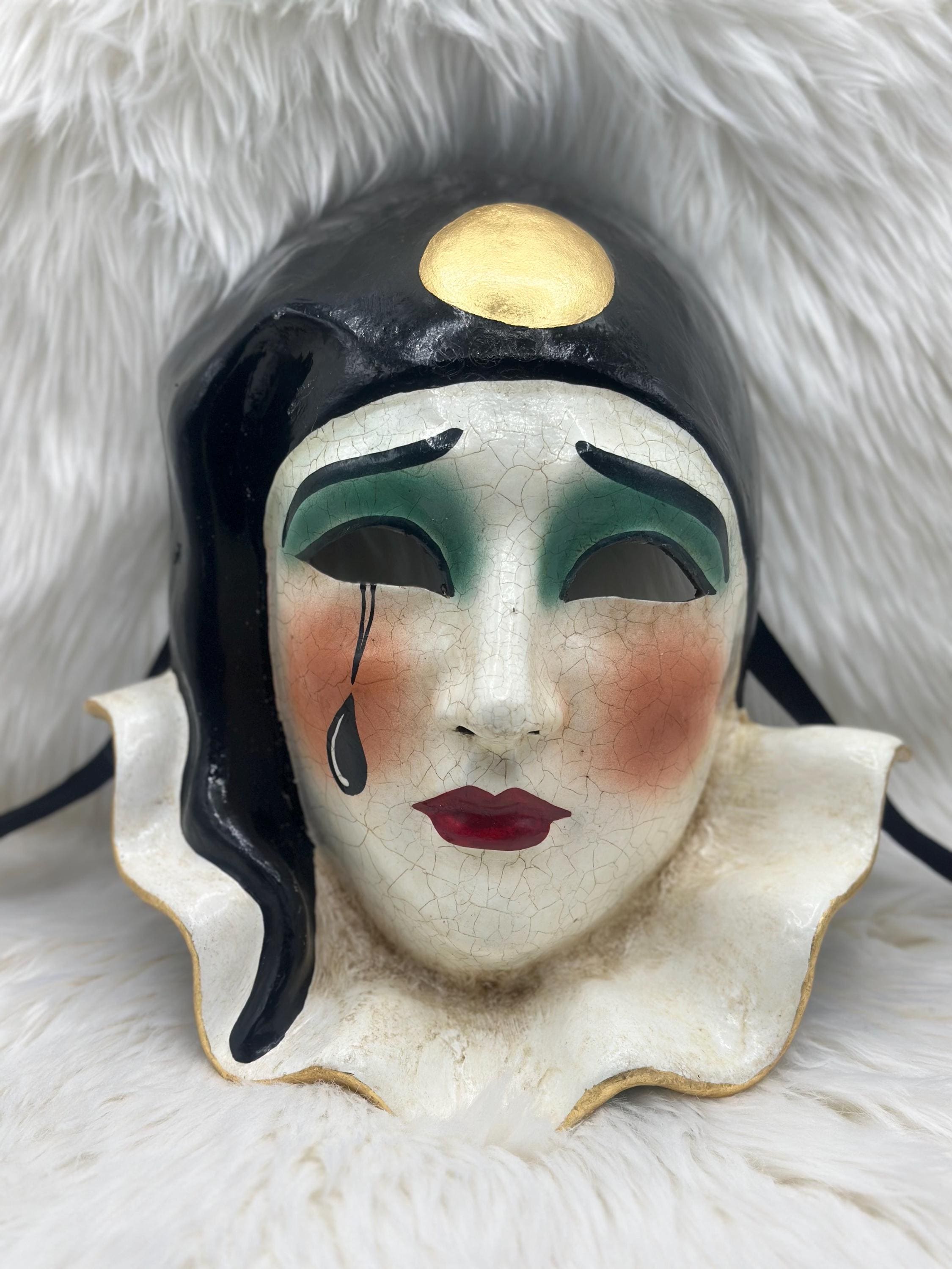 Luxury Pierrot Mask – Handcrafted With Crackle Finish - Etsy