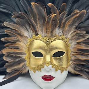 Eyes wide shut mask - Venetian mask - Mask for woman - Full face mask with feathers