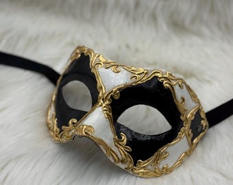 Black and Gold Baroque Venetian Mask: Masquerade Ball Costume