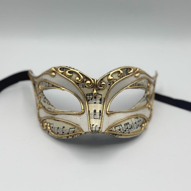 Gold & White Venetian Masquerade Mask With Music Notes - Etsy