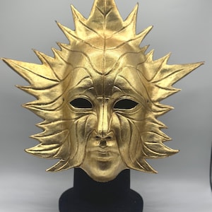Maschera in foglia d'oro - Maschera in cartapesta dorata - Bellissima maschera veneziana decorata