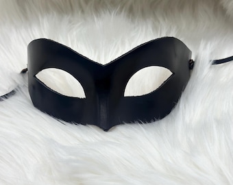 Máscara de cuero negro para mujer para fiesta de disfraces o baile de máscaras