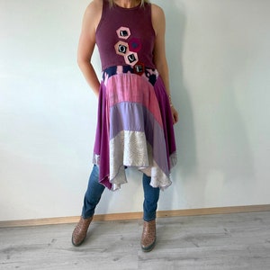 Artsy Draped Dress Women's Boho Clothing Bohemian Festival Dress Flowy Lagenlook Eco Clothes Hippie Fashion Upcycled Wear L XL 1X 'ABIGAIL' image 6