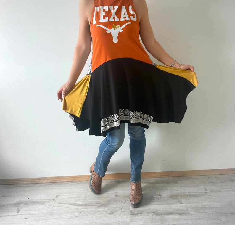 Western Dress Bohemian Clothing Country Fashion Music Festival Dress Loose Flowy Style Upcycled Clothes Texas Cowgirl L XL 'DIXIE' image 9