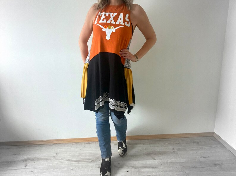 Western Dress Bohemian Clothing Country Fashion Music Festival Dress Loose Flowy Style Upcycled Clothes Texas Cowgirl L XL 'DIXIE' image 7