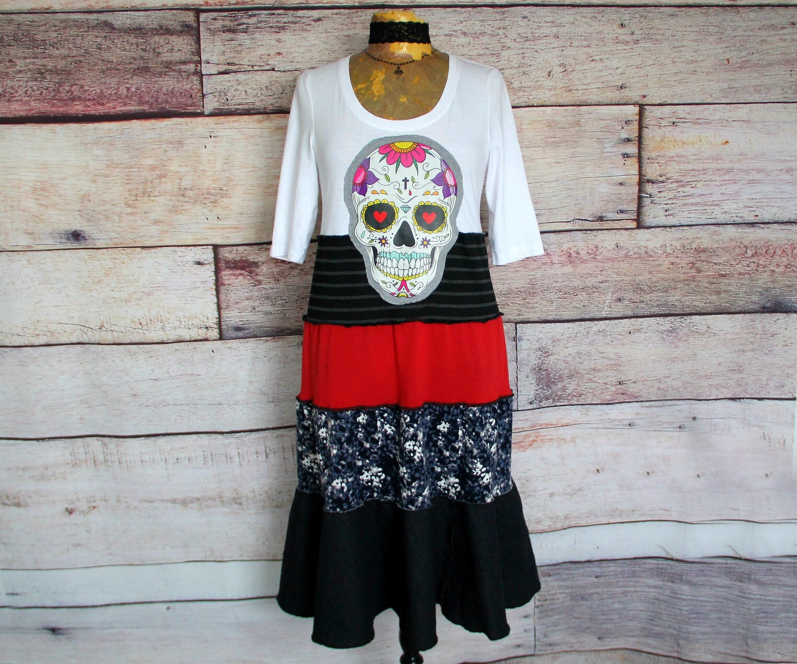 Boho Chic Dress Women's Skull Clothing Tshirt Dress Etsy