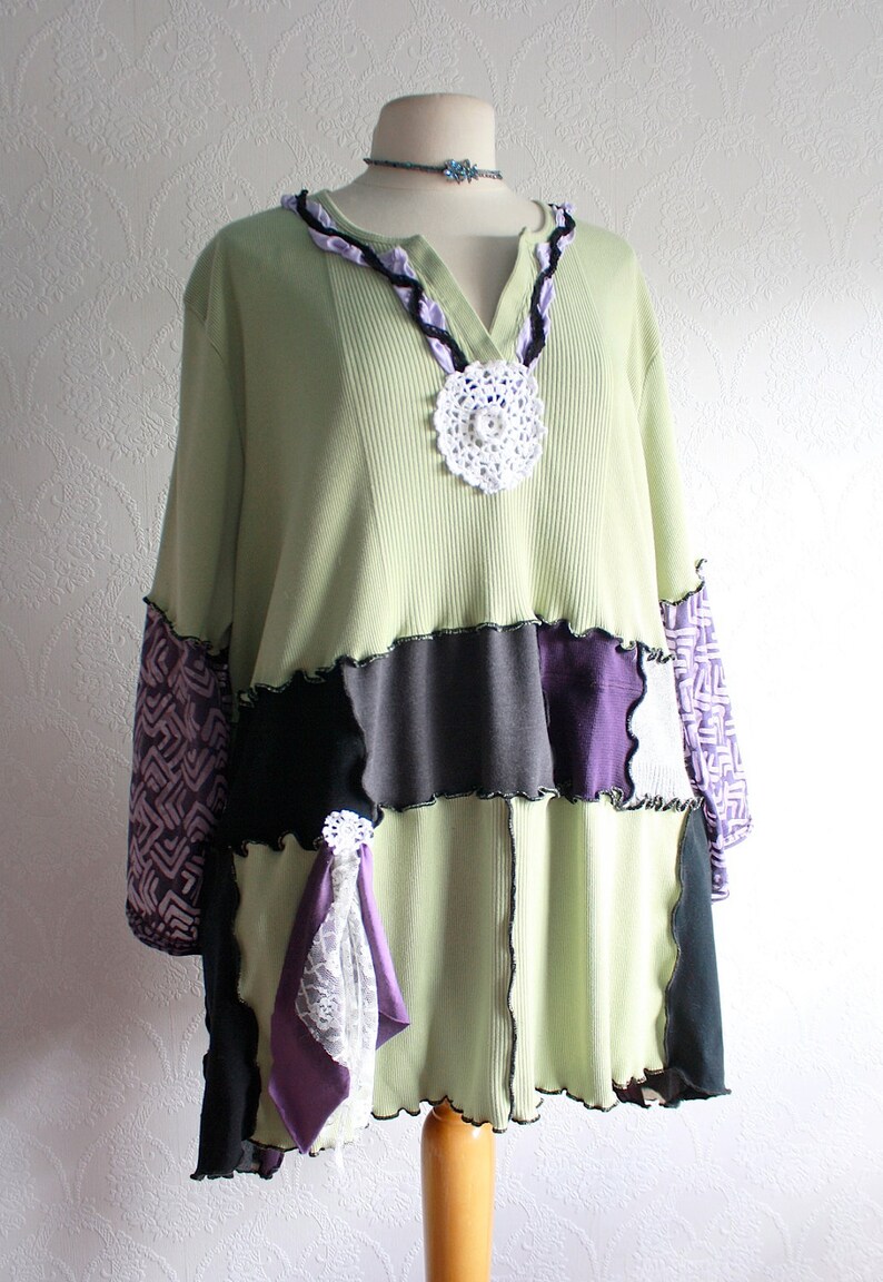 Wearable Art Green Plus Size Top 5X Bohemian Clothing Purple | Etsy