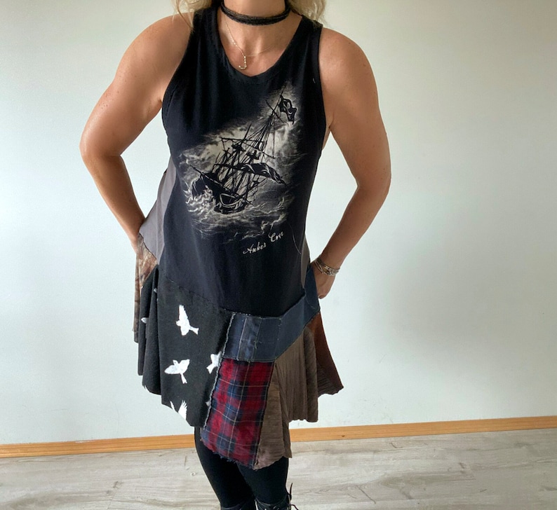 Streetwear Punk Grunge Dress Rocker Chic Clothing Women's Black Dress ...