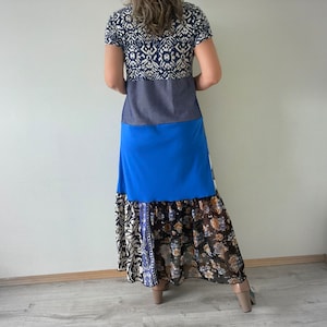 Bohemian Maxi Dress Hippie Clothes Women's Boho Dress Up Cycled Clothing Ankle Length Dress Festival Wear T-Shirt Dress M L 'SUMNER' image 3