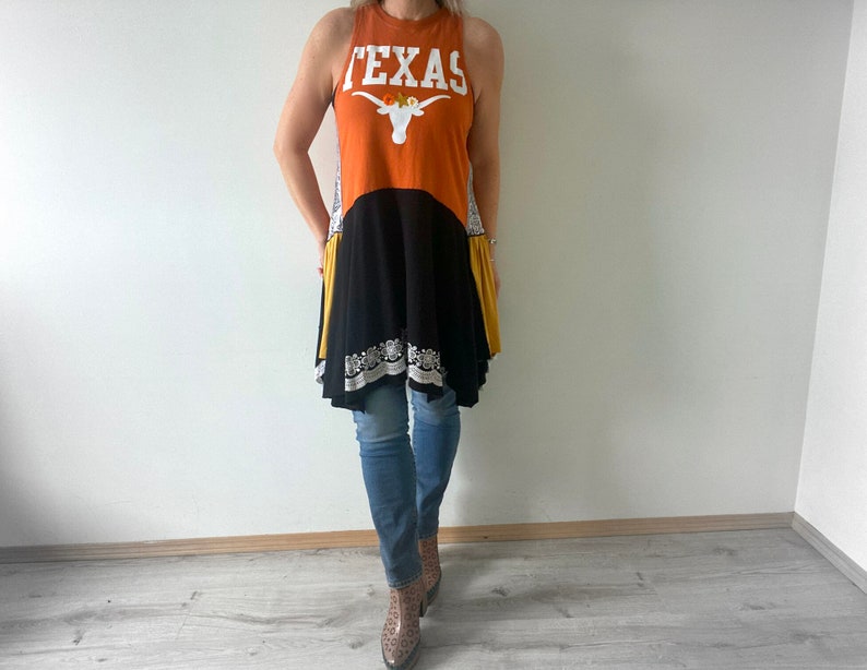 Western Dress Bohemian Clothing Country Fashion Music Festival Dress Loose Flowy Style Upcycled Clothes Texas Cowgirl L XL 'DIXIE' image 3