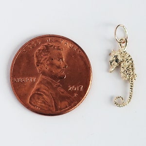 Tiny Yellow Gold Seahorse Charm, Necklace