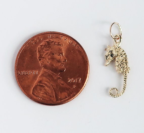 Tiny Yellow Gold Seahorse Charm, Necklace