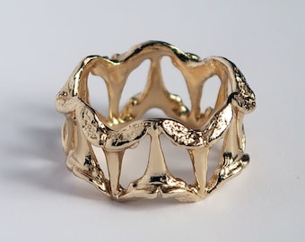 Gold Small Shark Tooth Pattern Ring