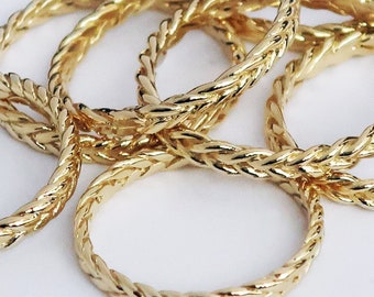 READY TO SHIP-Uncoated Polished Brass Thin Braid Rings