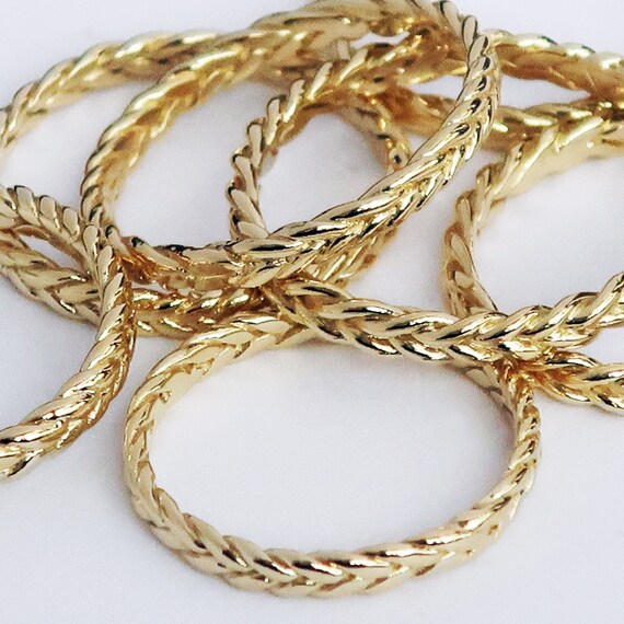 Uncoated Polished Brass Thin Braid Rings