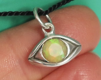 Sterling Silver & Opal Eye Charm, Protection Amulet