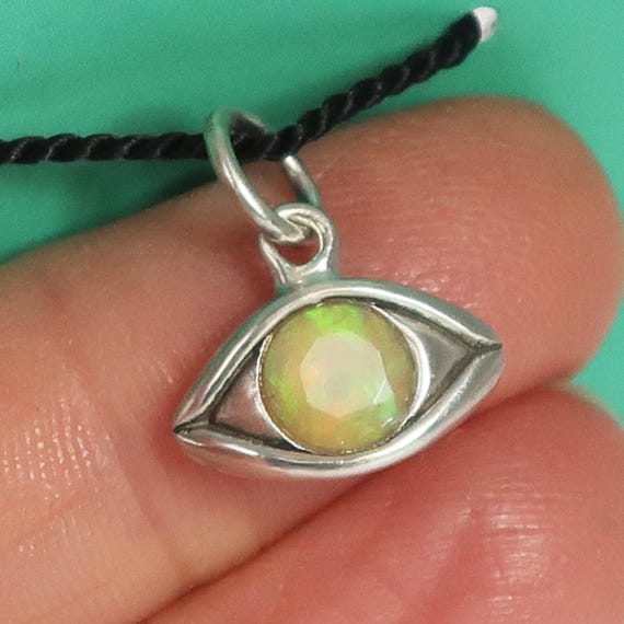 Sterling Silver & Opal Eye Charm, Protection Amulet