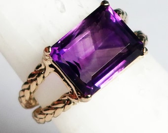 Gold and Antique Purple Amethyst "Gail Ring"-US size 6-Ready to Ship