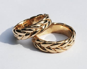 Extra Wide-Thick 10K Solid Gold Braid Ring