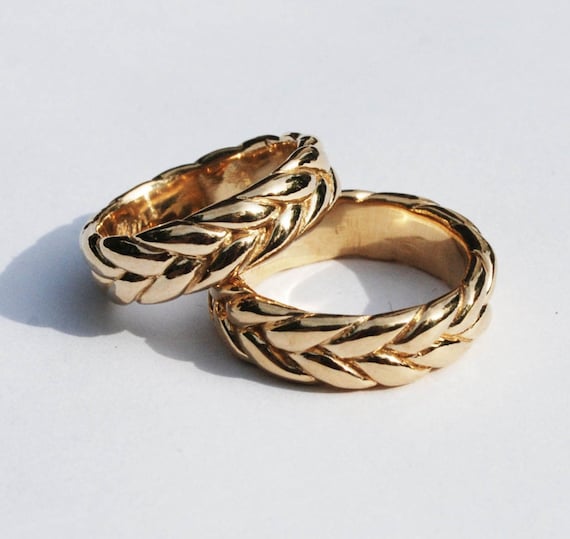 Thick Solid Gold Braid Ring-Extra Wide, 10k gold