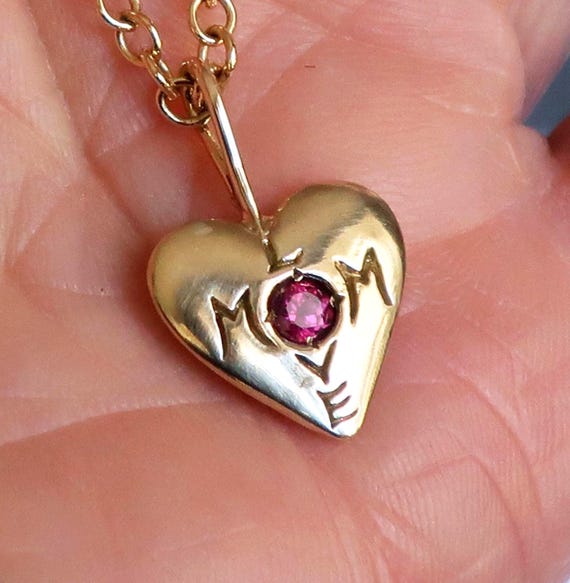 Mom Love Charm, 10k Gold, Pink Tourmaline, Mother's Day Gift