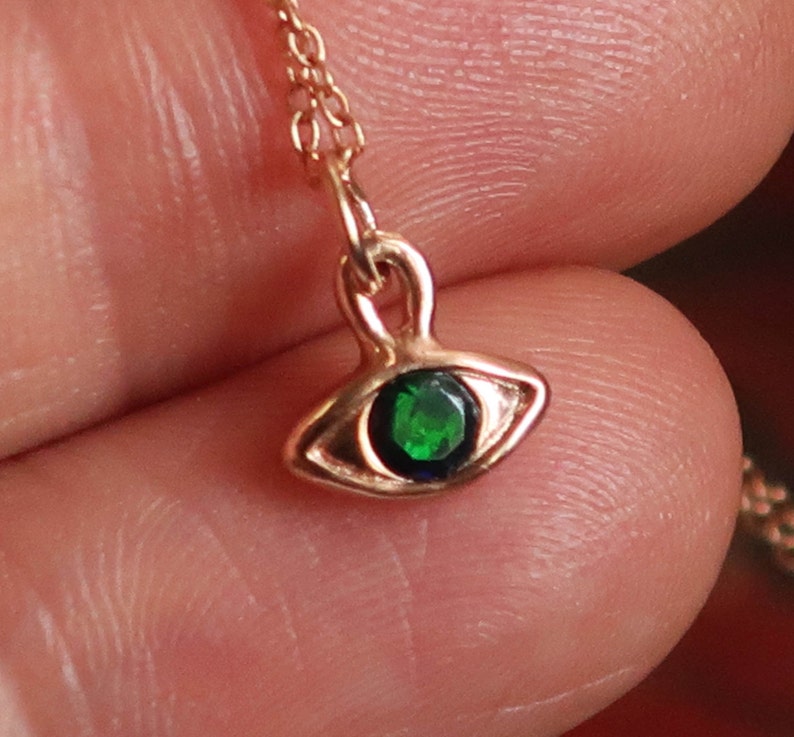 10k Rose Gold /& Black Opal Eye Charm