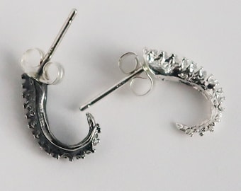 Small Sterling Silver Tentacle Stud Earrings