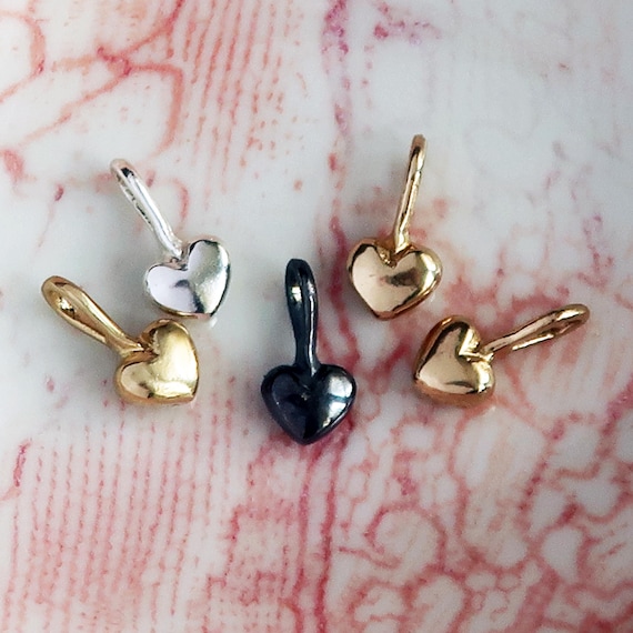 Tiny Heart Charm in Gold, Sterling Silver, or Brass