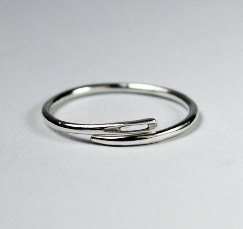 Bague aiguille fine en argent sterling massif image 2