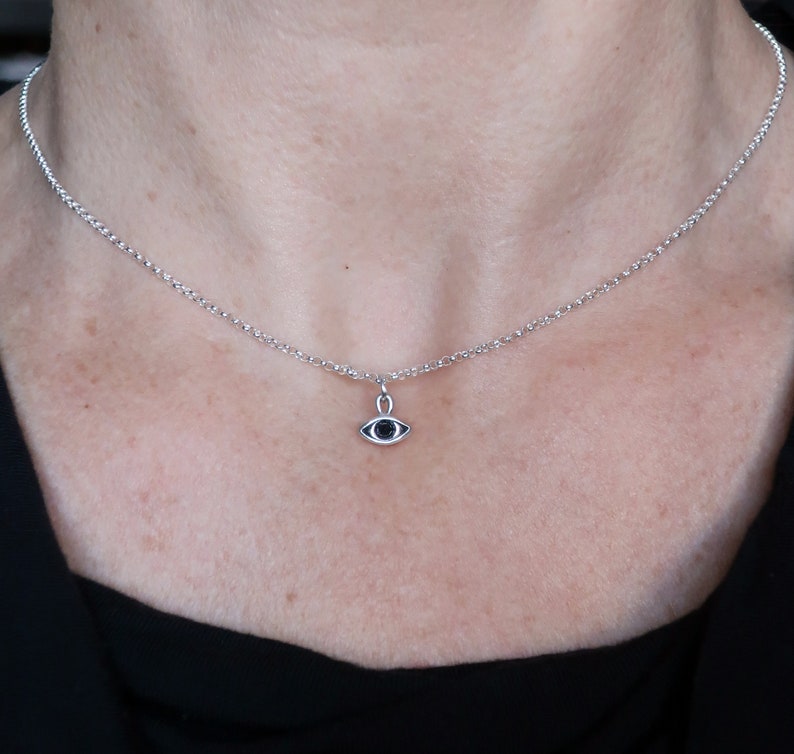 Sterling Silver /& Black Diamond Eye Charm-small size-Ready to Ship