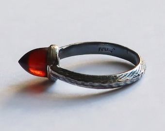 Sterling Silver and Hessonite Garnet Power Point Ring, US Size 5.5