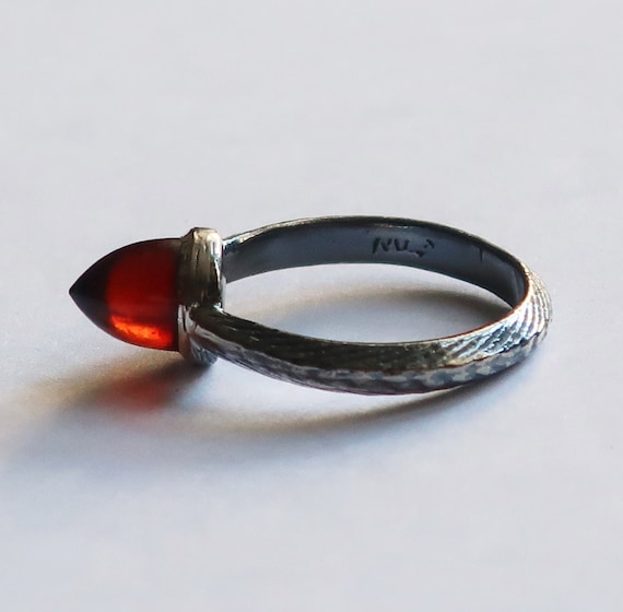 Sterling Silver and Hessonite Garnet Power Point Ring, US Size 5.5