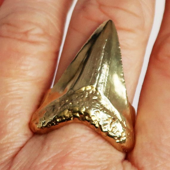 Gold Tone, Brass Mega Shark Tooth Ring