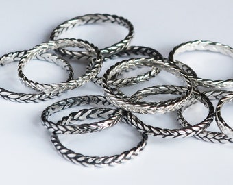 READY TO SHIP-Sterling Silver Thin Braid Rings