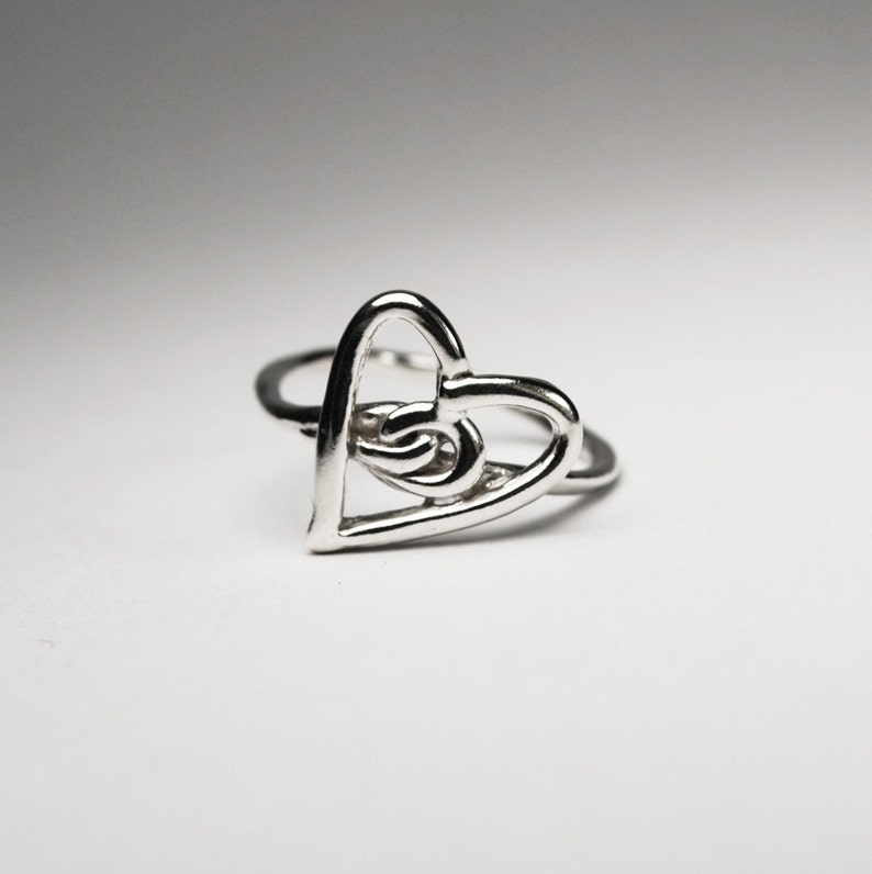 Silver Heart Knot Ring