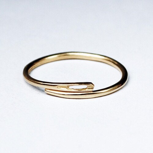 Solid Gold Thin Needle Ring Etsy