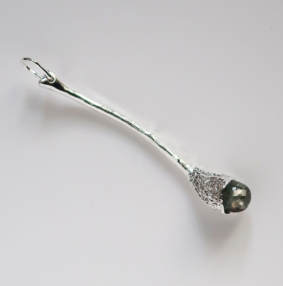 Tompkins Square Park Sterling Silver & Moss Agate Branch Pendant-Ready to Ship