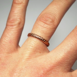 Solid 10k Rose Gold Thin Braid Stacking Ring image 2