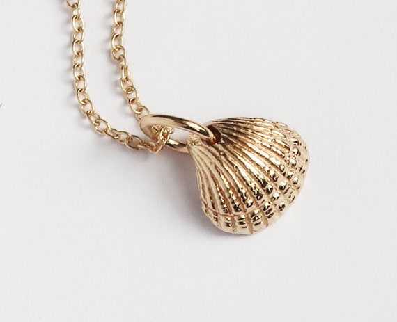 Tiny Solid Gold Block Island Clamshell Charm