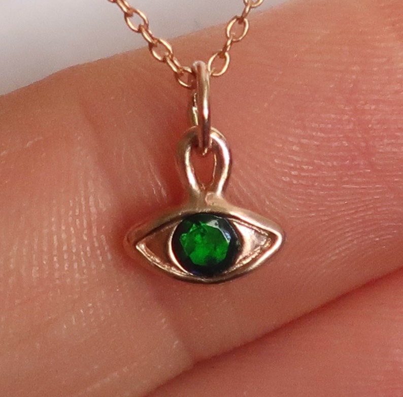 10k Rose Gold /& Black Opal Eye Charm